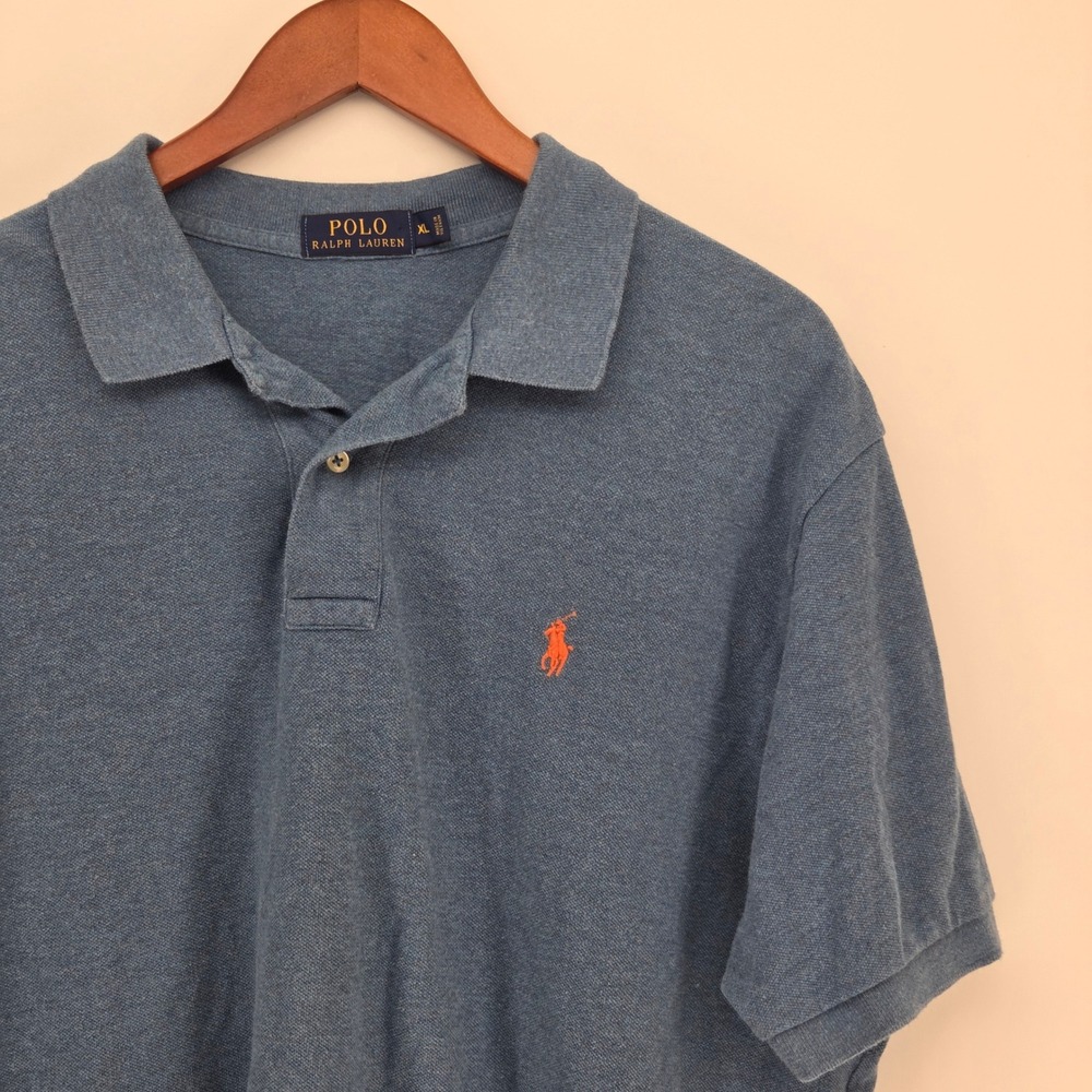 Polo Ralph Lauren XL Blue Heather Short Sleeve Pique Pony Logo Polo Mens